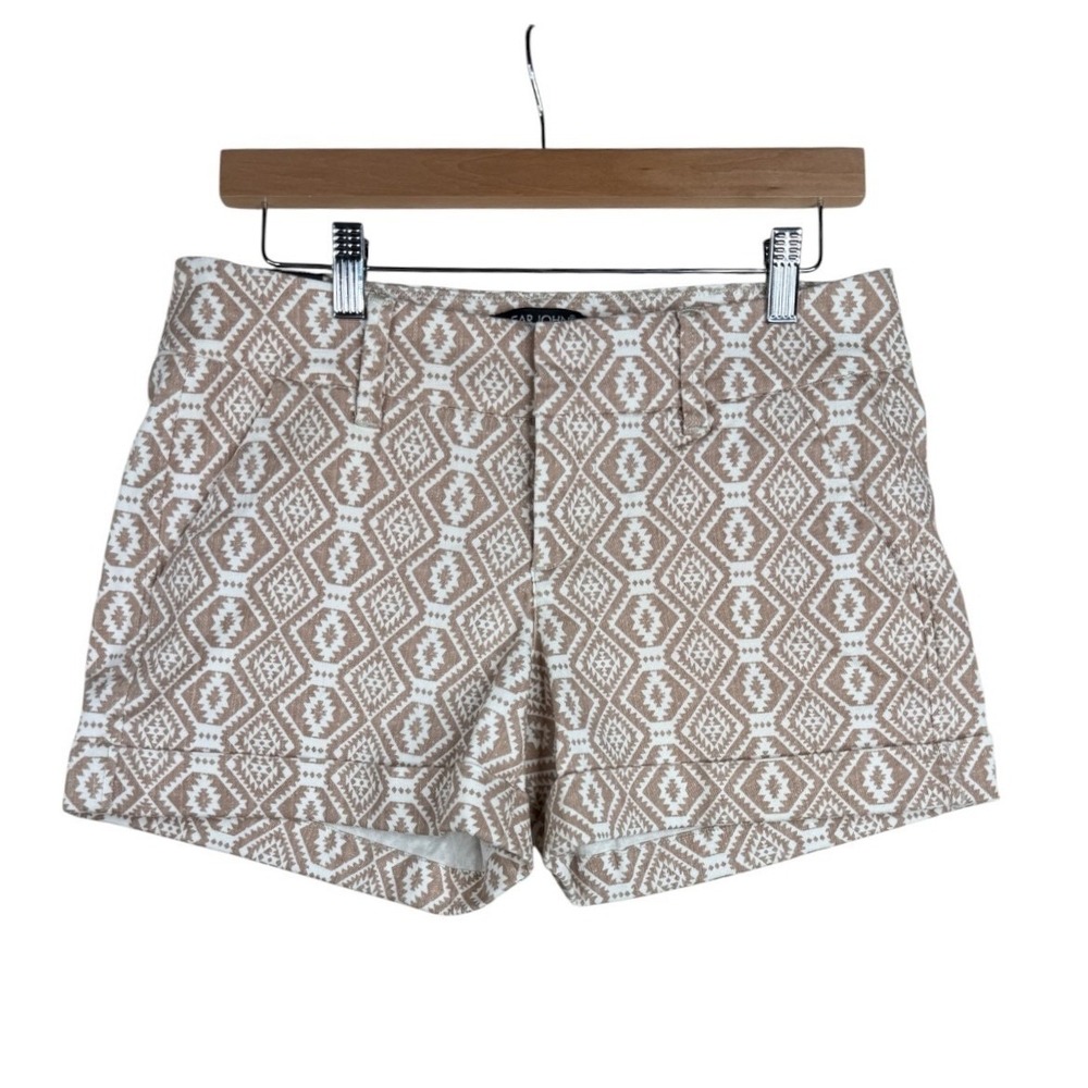 NWT Dear John Womens Size 28 Shorts Tan Aztec Chino Western Tribal Flat Mid